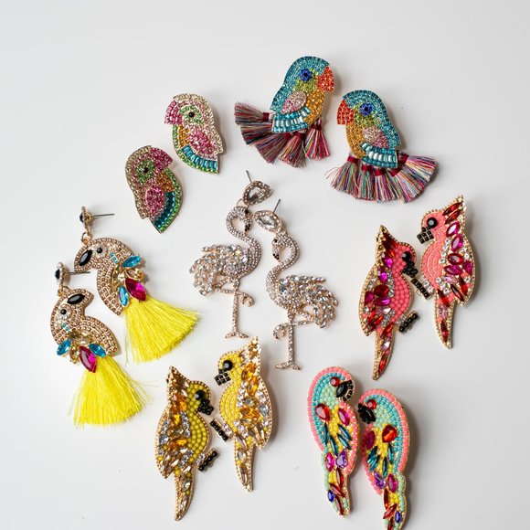 PAINTED RIO MACAW EARRINGS - Picture 3 of 3